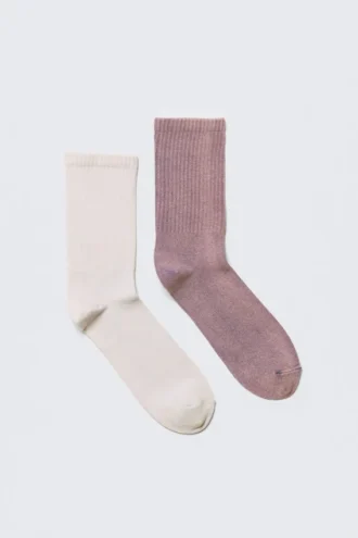 2-Pack Washed Crew Socks – Light Dusty Mole