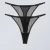 2-Pack Zelda Lace Thong – Black Stripe