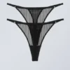 2-Pack Zelda Lace Thong – Black Stripe
