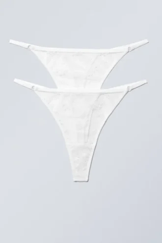 2-Pack Zelda Lace Thongs – White