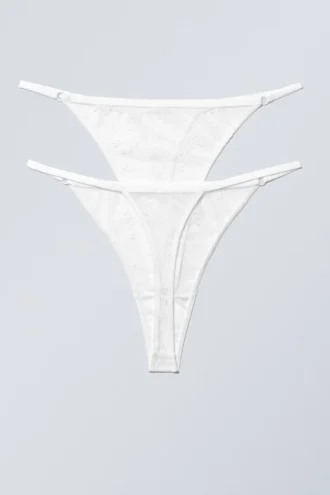 2-Pack Zelda Lace Thongs – White