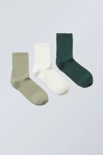 3-Pack Bella Short Sock – Green Mix