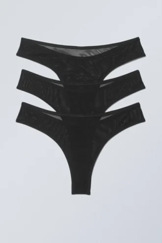 3-Pack Bonnie Mesh Brazilian Briefs – Black