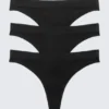 3-Pack Cat Soft Seamless High Rise Thongs – Black