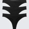 3-Pack Cat Soft Seamless High Rise Thongs – Black