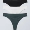 3-Pack Cat Soft Thong – Dark Turquoise, White, Black