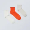 3-Pack Frill Edge Short Socks – Orange Accent Mix