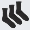 3-Pack Frill Edge Socks – Black