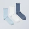 3-Pack Frill Edge Socks – Blue Mix
