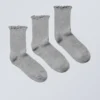 3-Pack Frill Edge Socks – Grey Melange
