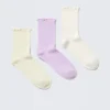 3-Pack Frill Socks – Yellow/Purple/White