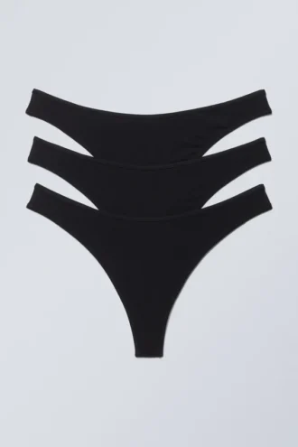 3-Pack Jade Cotton Thong – Black
