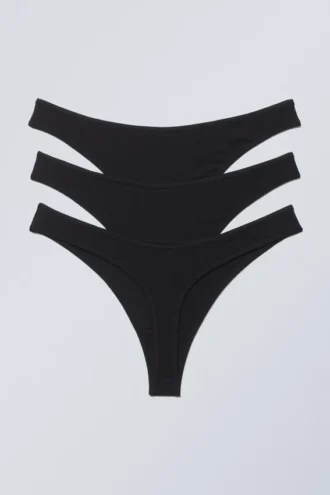 3-Pack Jade Cotton Thong – Black