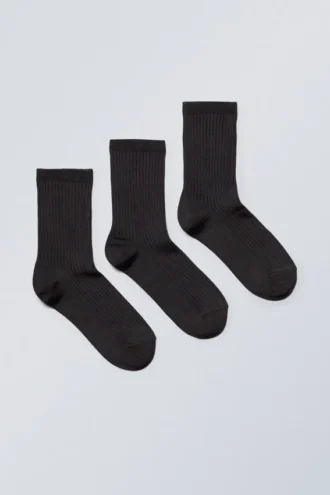 3-Pack Lova Shiny Socks – Black