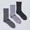 3-Pack Lova Shiny Socks – Dark Grey, Light Grey, Black