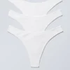 3-Pack Rib Cotton Thongs – White