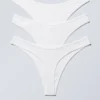 3-Pack Rib Cotton Thongs – White