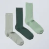 3-Pack Rib Neps Socks – Green