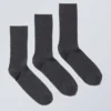 3-Pack Rib Neps Socks – Washed Black