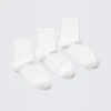 3-Pack Ribbed Ankle Socks – White