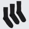 3-Pack Ribbed Crew Socks – Black