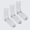 3-Pack Ribbed Crew Socks – Grey Melange