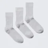 3-Pack Ribbed Crew Socks – Light Grey