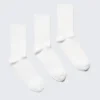 3-Pack Ribbed Crew Socks – White
