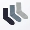 3-Pack Ribbed Socks – Dark Blue/Dusty Blue/Grey