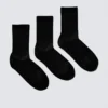 3-Pack Ribbed Sporty Crew Socks – Black