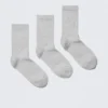 3-Pack Ribbed Sporty Crew Socks – Grey Melange