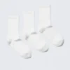3-Pack Ribbed Sporty Crew Socks – White