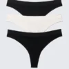 3-Pack Seamless Thongs – Black & White