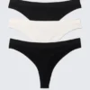 3-Pack Seamless Thongs – Black & White