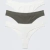 3-Pack Seamless Thongs – White/Khaki Green