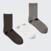 3-Pack Shiny Socks – Dark Brown/White/Brown