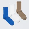 3-Pack Solid Crew Socks – Blue/White/Beige