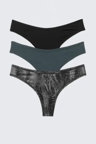 3-Pack Soul Micro Thongs – Black/Blue/Crinkle Grey