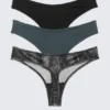 3-Pack Soul Micro Thongs – Black/Blue/Crinkle Grey