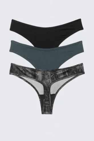 3-Pack Soul Micro Thongs – Black/Blue/Crinkle Grey