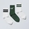 3-Pack Sport Graphic Socks – Green Black Stripes Hypnox