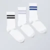 3-Pack Sport Striped Socks – Black Purple Blue Stripe