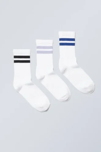 3-Pack Sport Striped Socks – Black Purple Blue Stripe