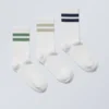 3-Pack Sport Striped Socks – Green Khaki Black Stripe