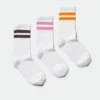 3-Pack Sport Striped Socks – White W Multi Stripe