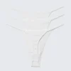 3-Pack Stella Ribbed Cotton Thongs – White
