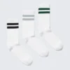 3-Pack Striped Crew Socks – White Multi Stripe