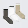 3-Pack Striped Socks – Green/White/Beige – Stripe
