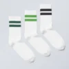 3-Pack Striped Sport Socks – Black Green Dark Green Stripes