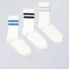 3-Pack Striped Sport Socks – Blue/Black/Purple Stripe